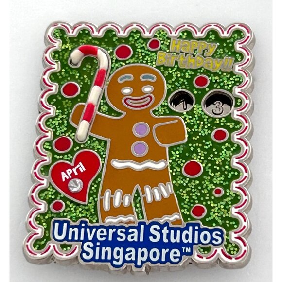 Universal Studios Singapore Shrek Gingerbread Man Gingy Happy Birthday April Pin - Picture 1 of 4